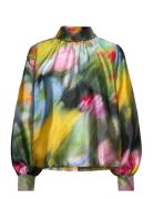 STINE GOYA 2067 Flat Textured Poly, Gathered Long Sleeve Top Multi/pat...