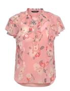 Lauren Ralph Lauren Floral Ruffle-Trim Georgette Blouse Rosa