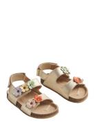 Wheat Sandal Clare Flower Guld