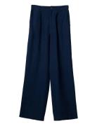 Lexington Clothing High Waist Wide-Leg Linen Pants Marinblå