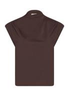 Mango T-Shirt With Gathered Asymmetrical Neck Brun