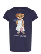 Ralph Lauren Kids Polo Bear Cotton Jersey Tee Marinblå
