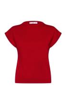 Mango Short-Sleeved Fine-Knit Sweater Röd