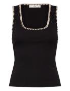 Mango Low-Cut Top With Contrasting Trim Svart