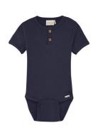 Minymo Body Ss Rib Marinblå
