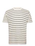 Lindbergh Striped Structured O-Neck Tee S/S Beige