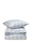 Lexington Home Beige/Blue Checked Cotton Poplin Bed Set Blå