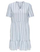 ONLY Carmakoma Cartiri-Caro S/S V-Neck Lin Dress Tlr Blå