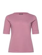 Lauren Women Stretch Cotton Boatneck Top Rosa
