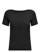 ONLY Onllive Love Life S/S Boatneck Top Jrs Svart