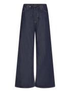 Mango Wide-Leg Denim Trousers With Belt Marinblå