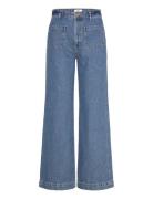 Lindex Trousers Denim Wide Patch Mid Blå
