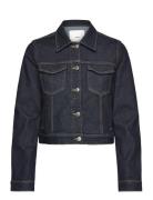 Mango Denim Jacket Pockets Marinblå