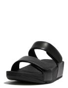 FitFlop Lulu Adjustable Leather Slides Svart