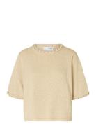 Selected Femme Slfalma 2/4 Knit O-Neck Beige