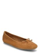 Mango Bow Suede Ballerina Beige