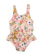 Filibabba Eva – Badedragt 3-4 År – Ocean Blossom Rosa