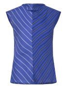 Mango Combined Striped Blouse Blå
