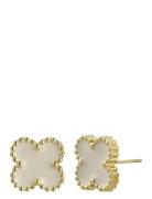 Bud To Rose Clover Earring Ivory/Gold Vit
