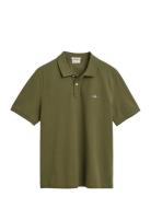 GANT Reg Shield Ss Pique Polo Khaki Green