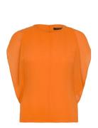 French Connection Eden Georgette Flutter Slv Top Orange