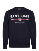 GANT Graphic C-Neck Sweat Marinblå