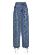 ROTATE Birger Christensen Denim Laced Leg Pants Blå