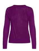 Lauren Ralph Lauren Pointelle-Knit Cotton Crewneck Sweater Lila