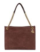 Lauren Ralph Lauren Suede Large Bradley Shopper Tote Bag Brun