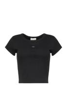Calvin Klein Jeans A- Woven Label 2X2 Rib Baby Tee Svart