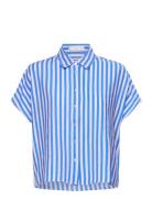 Mango Short Sleeve Striped Shirt Blå