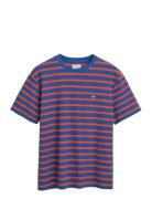 GANT Waffle Stripe Ss T-Shirt Marinblå