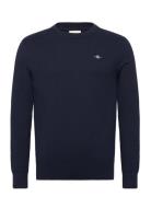 GANT Textured Cotton C-Neck Marinblå