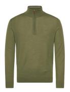 GANT Extrafine Merino Wool Half Zip Khaki Green