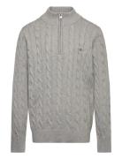 GANT Cotton Cable Half Zip Grå