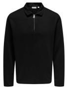 ONLY & SONS Onsnewkodyl Reg Half Zip Polo Sweat Vd Svart
