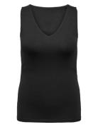 ONLY Carmakoma Cartime Life 2-Way V-Neck Tank Top Jrs Svart