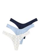 Lindex Brief Nellie Thong Cotton 3 P Blå