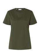 Selected Femme Slfmyessential Ss O-Neck Tee Noos Brun