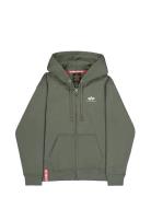 Alpha Industries Basic Zip Hoodie Small Logo Khaki Green