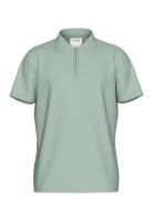 Selected Slhfave Zip Ss Polo Grön