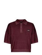 ROTATE Birger Christensen Slinky Knit Polo Burgundy