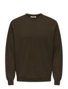 ONLY & SONS Onsjob Rlx Ls Boucle Crew Knit Khaki Green