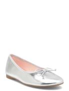 Mango Metallic Ballet Flats With Bow Silver