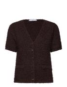 Mango Short-Sleeved Bouclã© Cardigan Brun