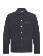 Lyle & Scott Embroidered Fleece Overshirt Marinblå