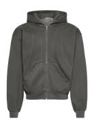 Weekday Block Zip Hoodie Grå