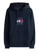 Tommy Hilfiger Linear Flag Graphic Hoodie Marinblå