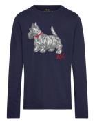 Ralph Lauren Kids Dog-Print Cotton Long-Sleeve Tee Marinblå