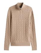 Tommy Hilfiger Classic Cotton Cable Zip Mock Beige